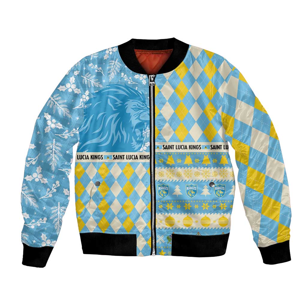 Personalized St Lucia Cricket Christmas Bomber Jacket Merry Xmas Kings - Wonder Print Shop