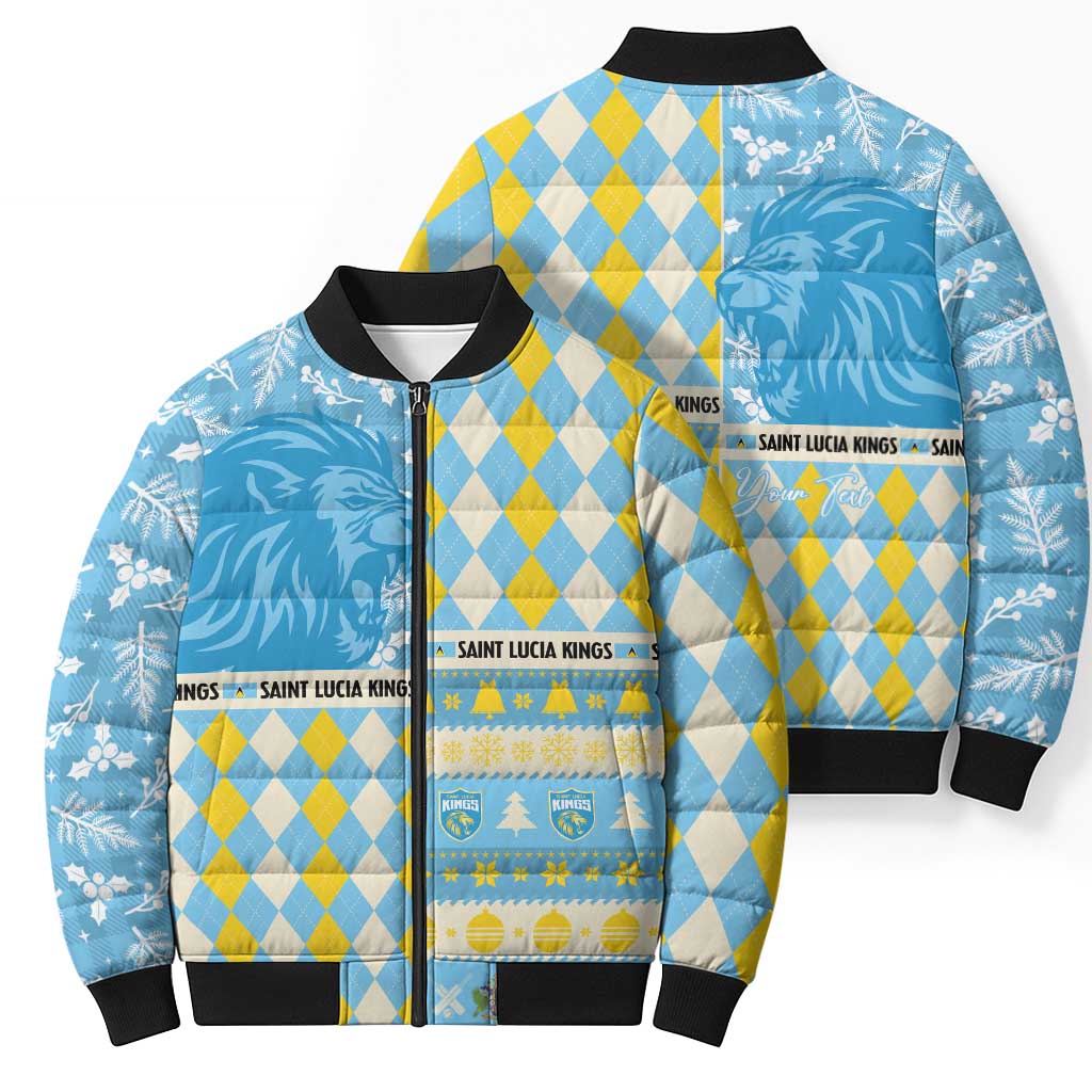 Personalized St Lucia Cricket Christmas Bomber Puffer Jacket Merry Xmas Kings - Wonder Print Shop