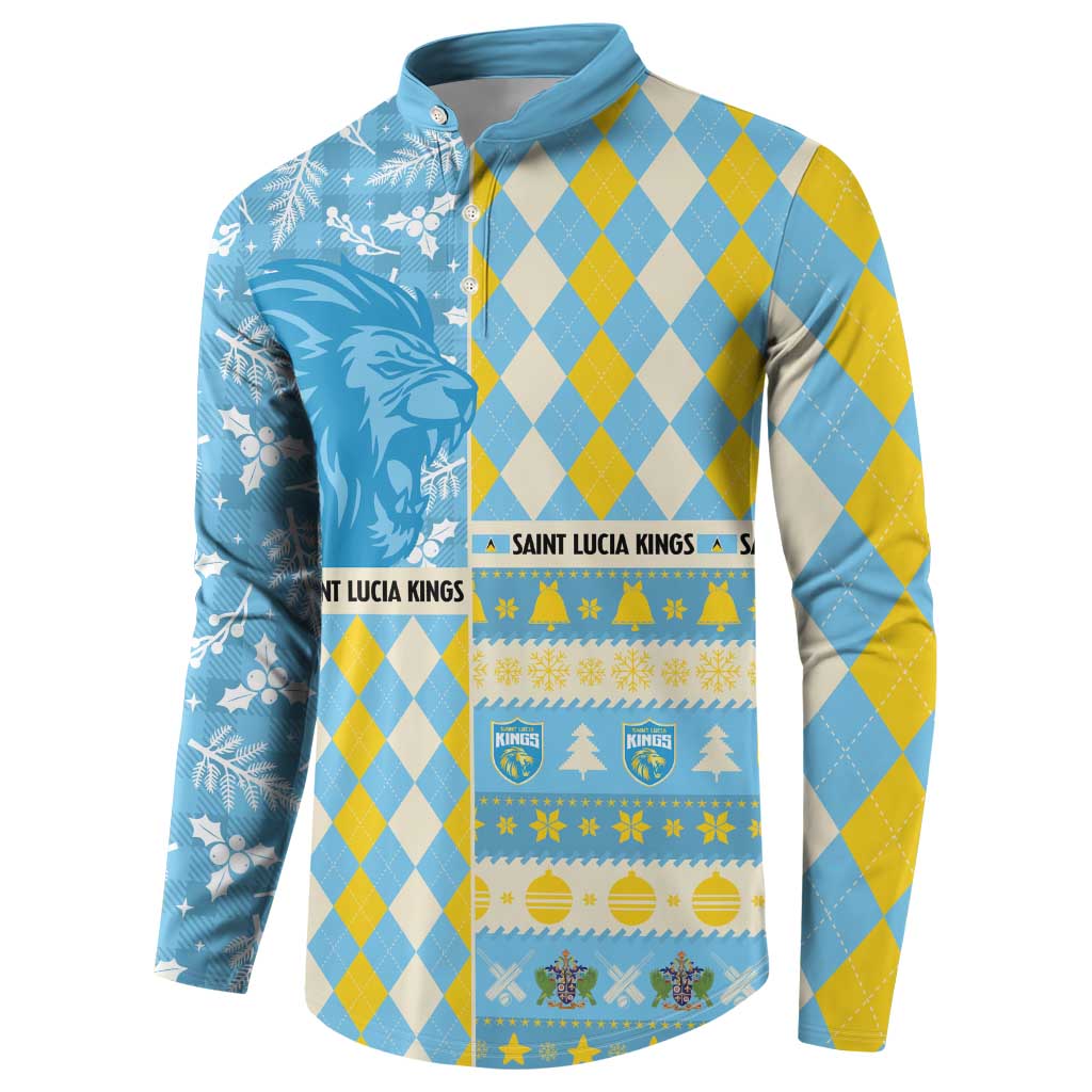 Personalized St Lucia Cricket Christmas Button Sweatshirt Merry Xmas Kings - Wonder Print Shop