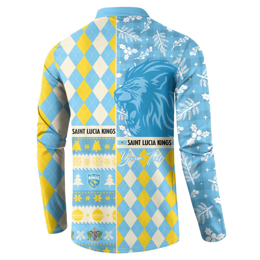 Personalized St Lucia Cricket Christmas Button Sweatshirt Merry Xmas Kings - Wonder Print Shop