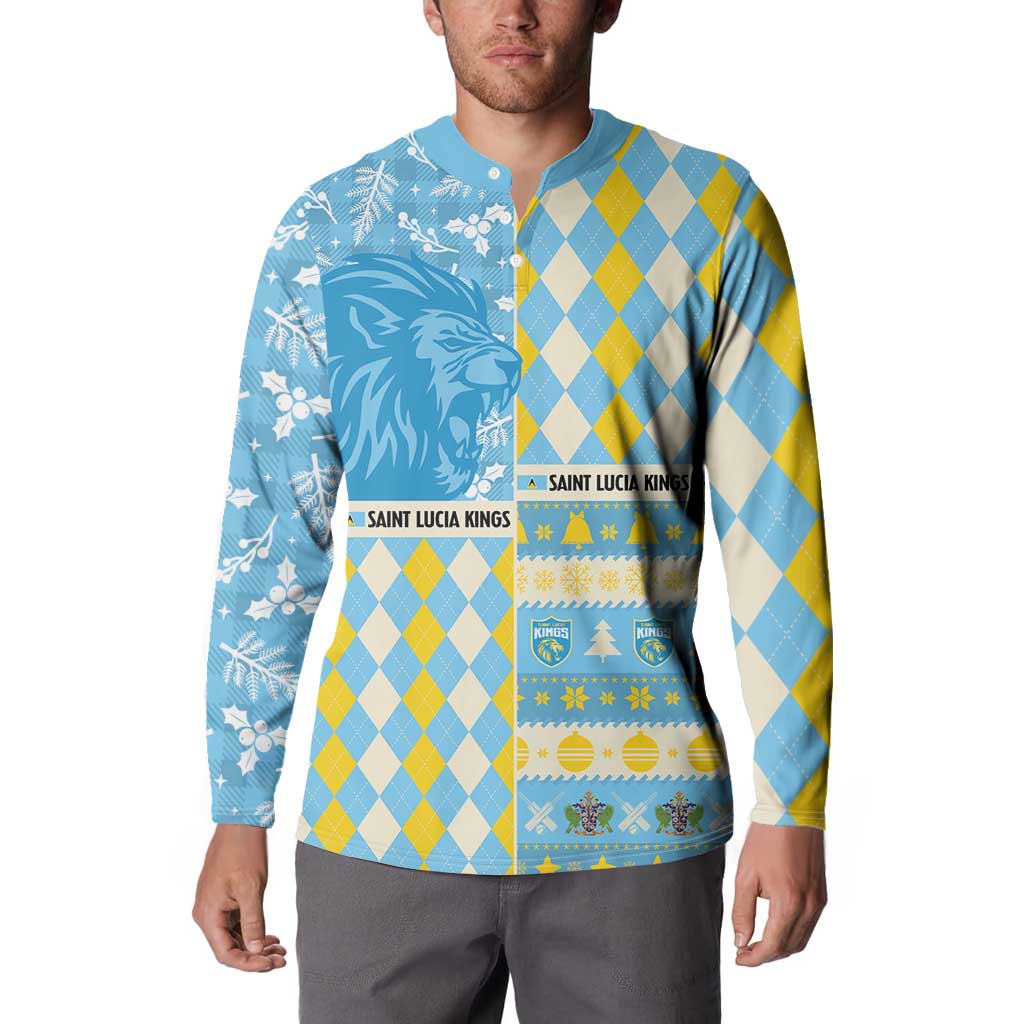 Personalized St Lucia Cricket Christmas Button Sweatshirt Merry Xmas Kings - Wonder Print Shop