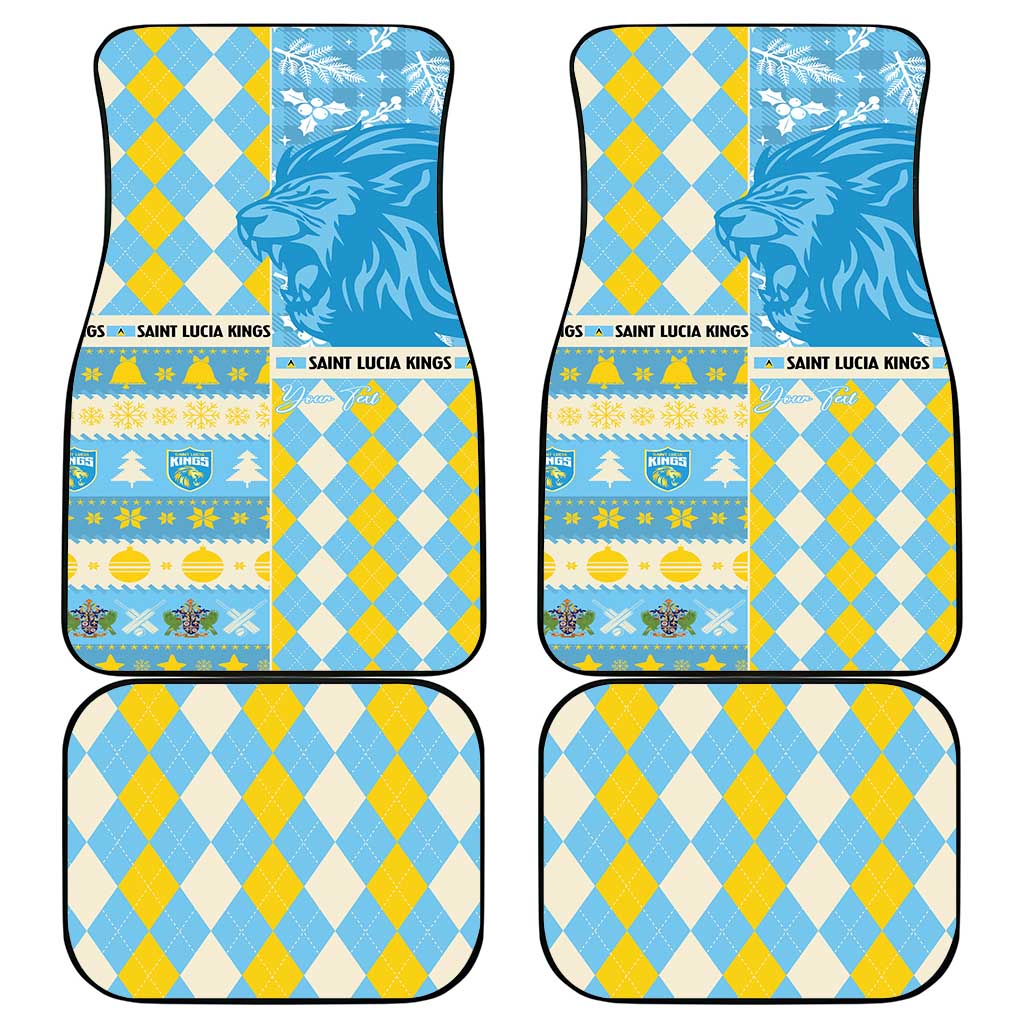 Personalized St Lucia Cricket Christmas Car Mats Merry Xmas Kings - Wonder Print Shop