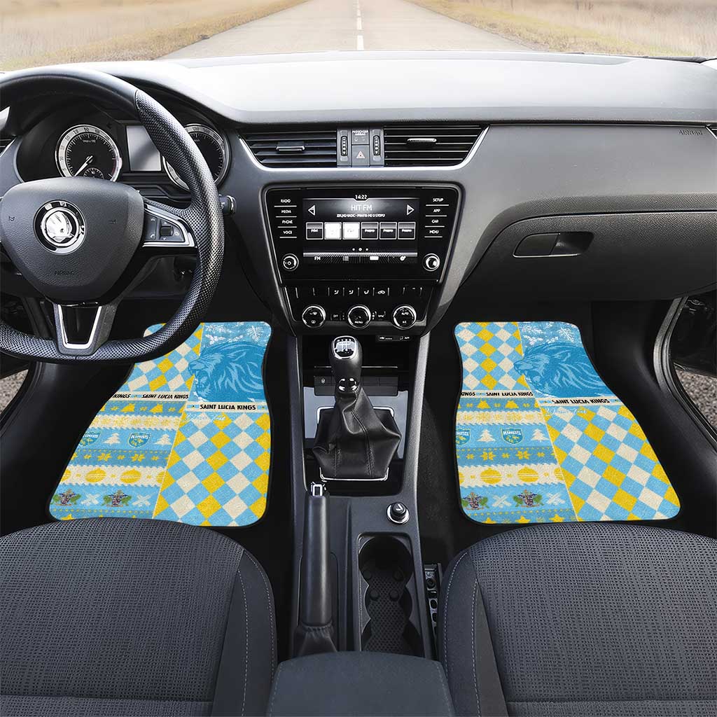 Personalized St Lucia Cricket Christmas Car Mats Merry Xmas Kings - Wonder Print Shop