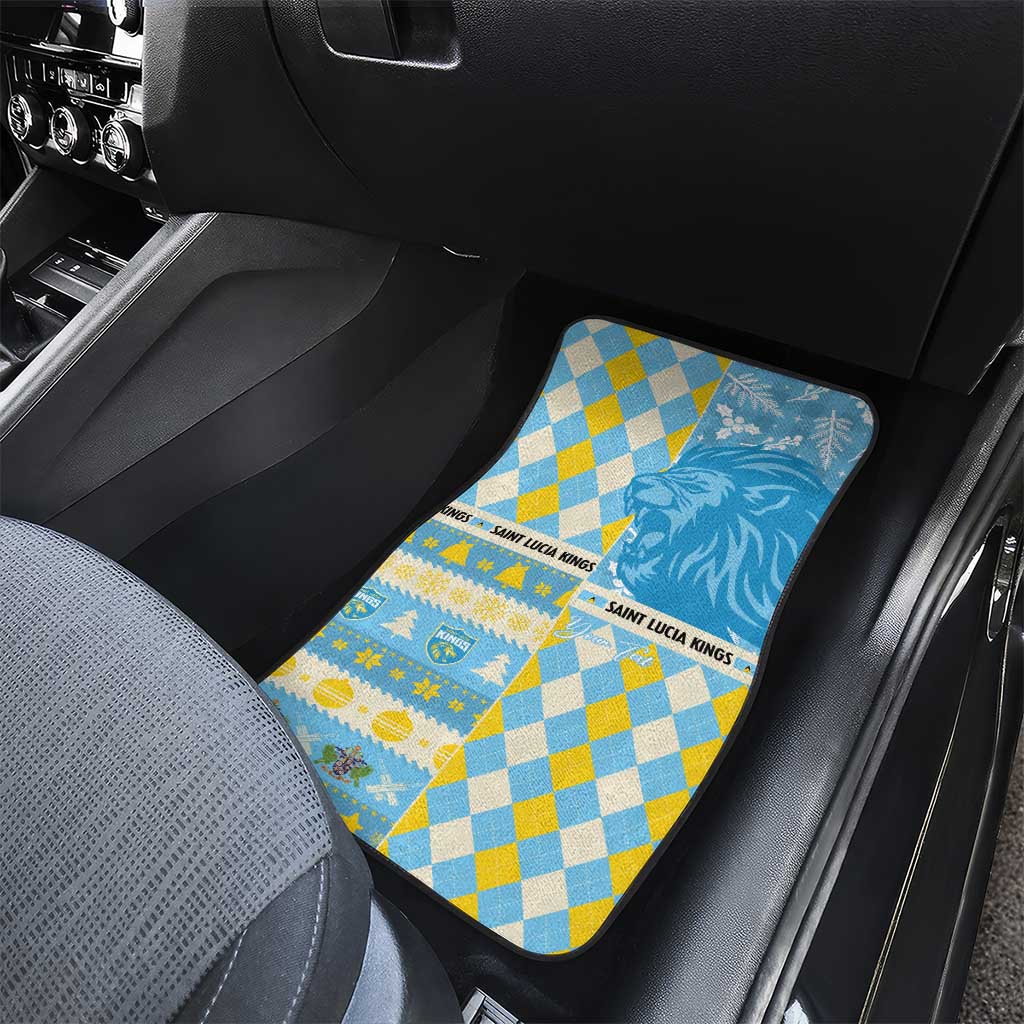 Personalized St Lucia Cricket Christmas Car Mats Merry Xmas Kings - Wonder Print Shop
