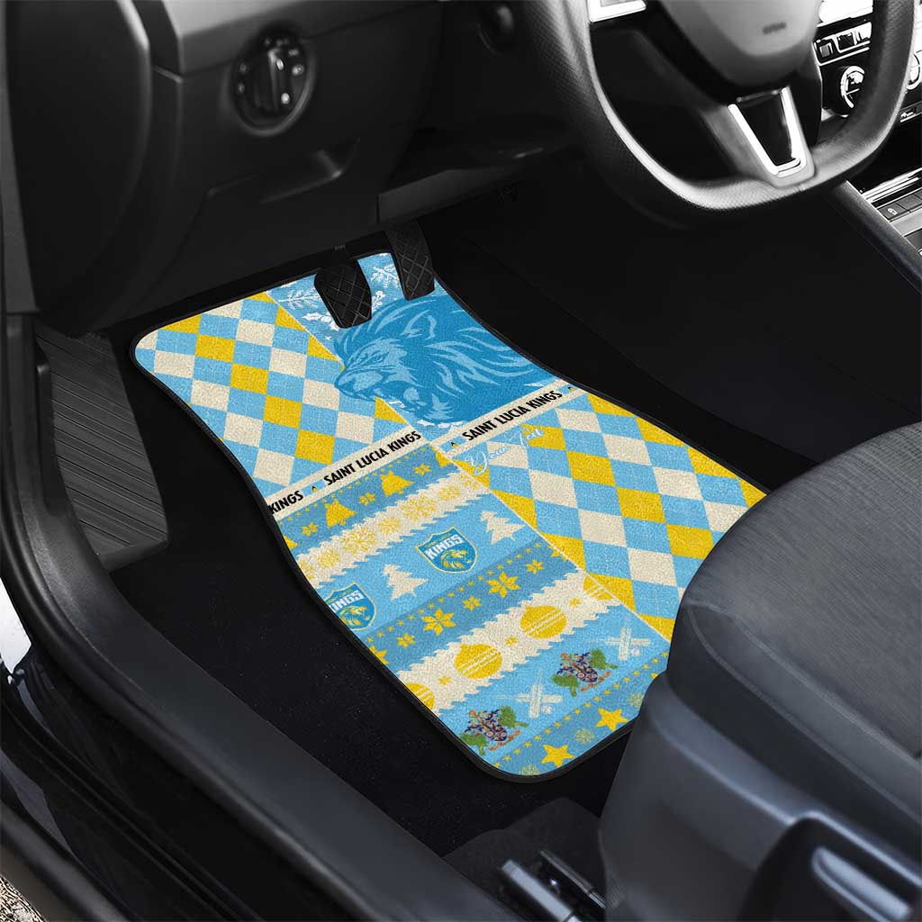 Personalized St Lucia Cricket Christmas Car Mats Merry Xmas Kings - Wonder Print Shop
