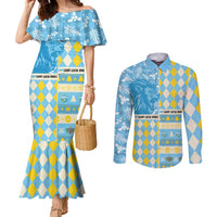Personalized St Lucia Cricket Christmas Couples Matching Mermaid Dress and Long Sleeve Button Shirt Merry Xmas Kings - Wonder Print Shop