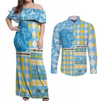 Personalized St Lucia Cricket Christmas Couples Matching Off Shoulder Maxi Dress and Long Sleeve Button Shirt Merry Xmas Kings - Wonder Print Shop