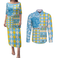 Personalized St Lucia Cricket Christmas Couples Matching Puletasi and Long Sleeve Button Shirt Merry Xmas Kings - Wonder Print Shop