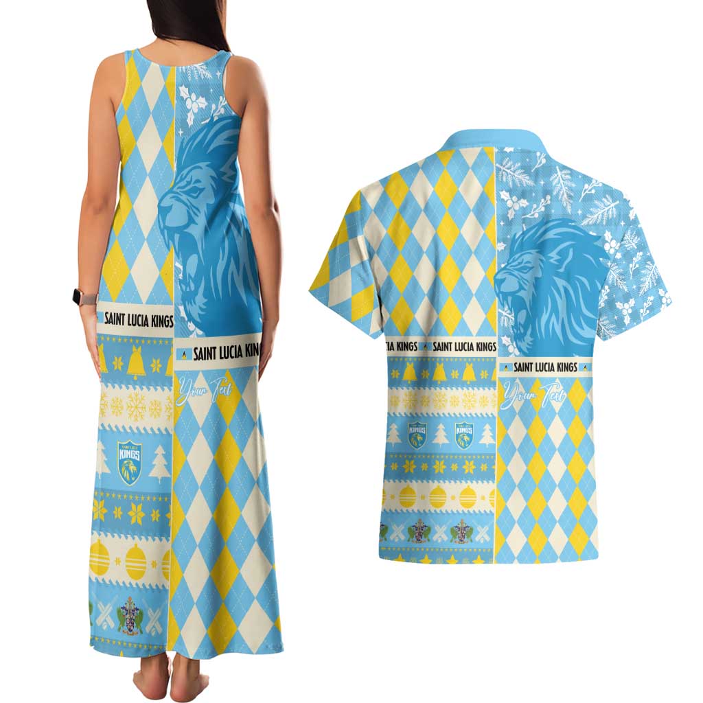 Personalized St Lucia Cricket Christmas Couples Matching Tank Maxi Dress and Hawaiian Shirt Merry Xmas Kings - Wonder Print Shop