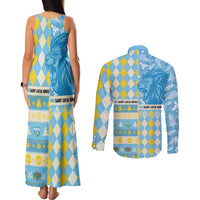 Personalized St Lucia Cricket Christmas Couples Matching Tank Maxi Dress and Long Sleeve Button Shirt Merry Xmas Kings - Wonder Print Shop