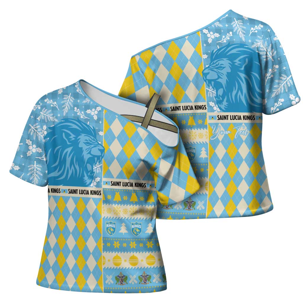 Personalized St Lucia Cricket Christmas Cross Shoulder Shirt Merry Xmas Kings - Wonder Print Shop