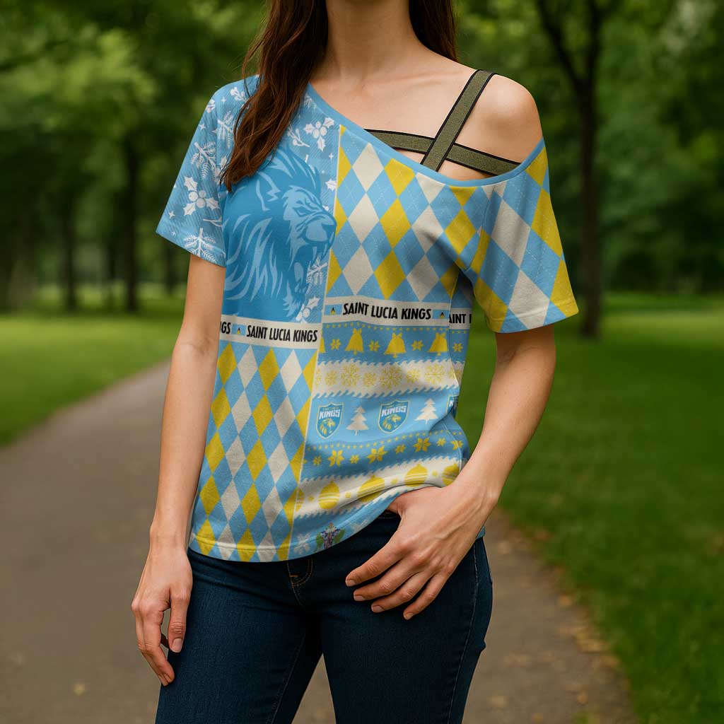 Personalized St Lucia Cricket Christmas Cross Shoulder Shirt Merry Xmas Kings - Wonder Print Shop