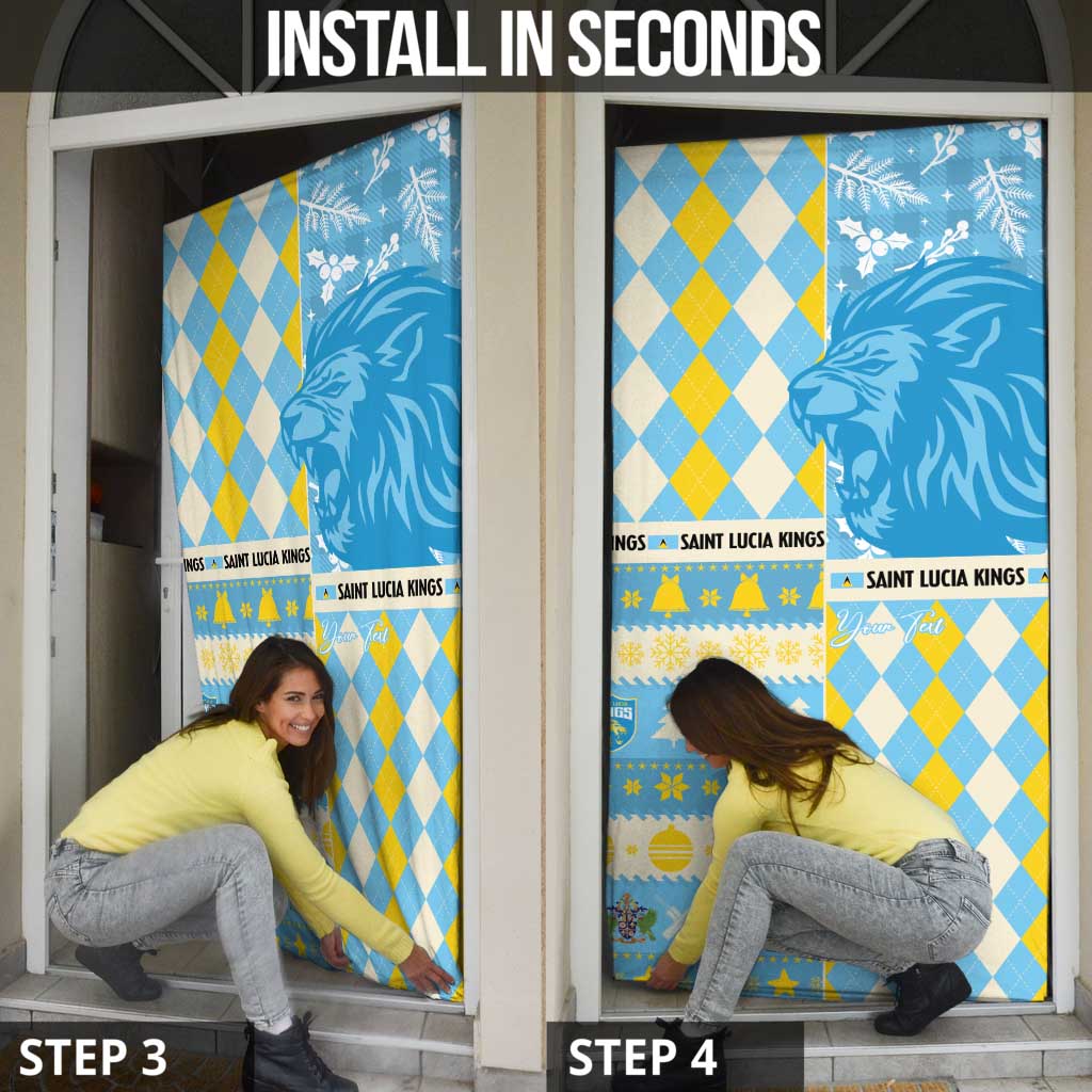 Personalized St Lucia Cricket Christmas Door Cover Merry Xmas Kings - Wonder Print Shop