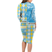 Personalized St Lucia Cricket Christmas Family Matching Long Sleeve Bodycon Dress and Hawaiian Shirt Merry Xmas Kings - Wonder Print Shop