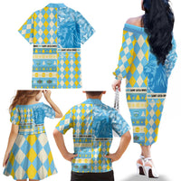 Personalized St Lucia Cricket Christmas Family Matching Off The Shoulder Long Sleeve Dress and Hawaiian Shirt Merry Xmas Kings - Wonder Print Shop