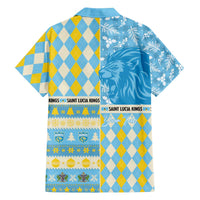 Personalized St Lucia Cricket Christmas Family Matching Off The Shoulder Long Sleeve Dress and Hawaiian Shirt Merry Xmas Kings - Wonder Print Shop