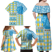 Personalized St Lucia Cricket Christmas Family Matching Off Shoulder Maxi Dress and Hawaiian Shirt Merry Xmas Kings - Wonder Print Shop