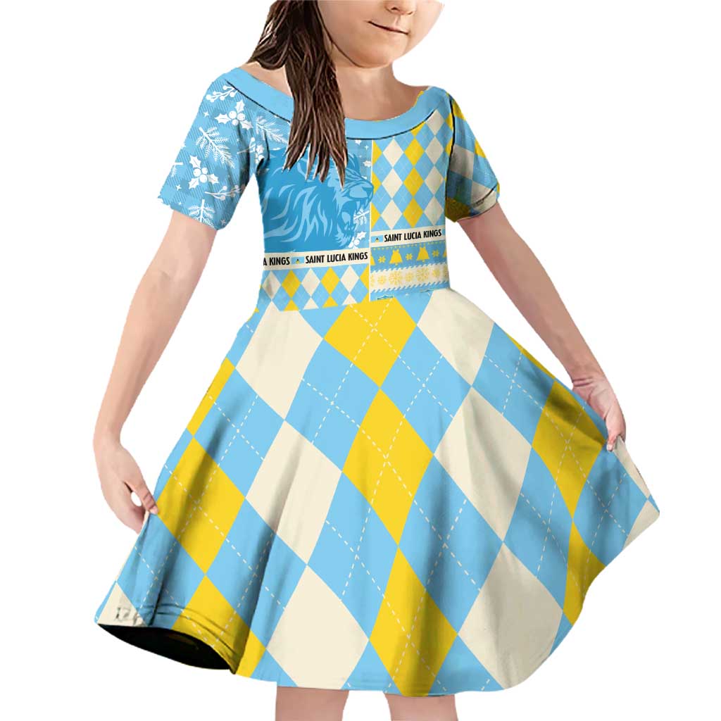 Personalized St Lucia Cricket Christmas Family Matching Off Shoulder Short Dress and Hawaiian Shirt Merry Xmas Kings - Wonder Print Shop