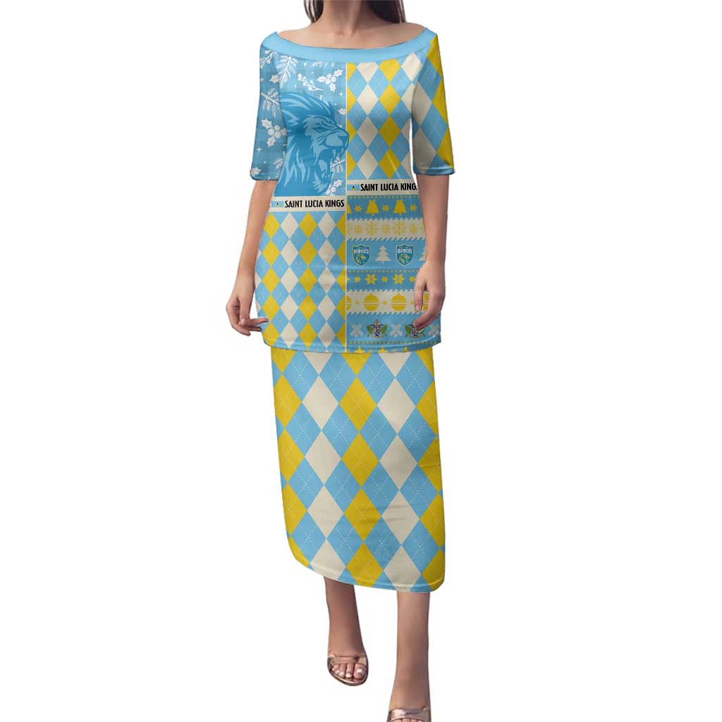 Personalized St Lucia Cricket Christmas Family Matching Puletasi and Hawaiian Shirt Merry Xmas Kings - Wonder Print Shop