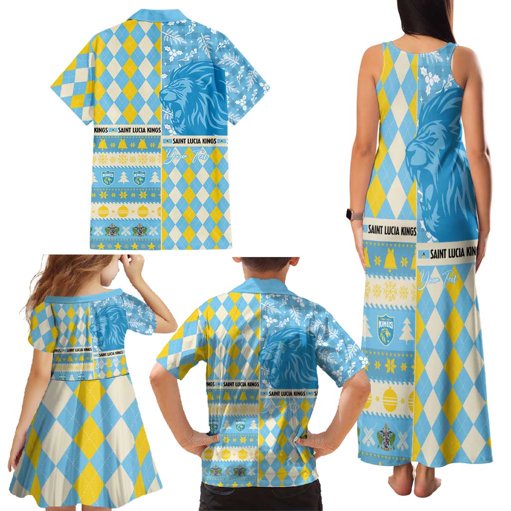 Personalized St Lucia Cricket Christmas Family Matching Tank Maxi Dress and Hawaiian Shirt Merry Xmas Kings - Wonder Print Shop