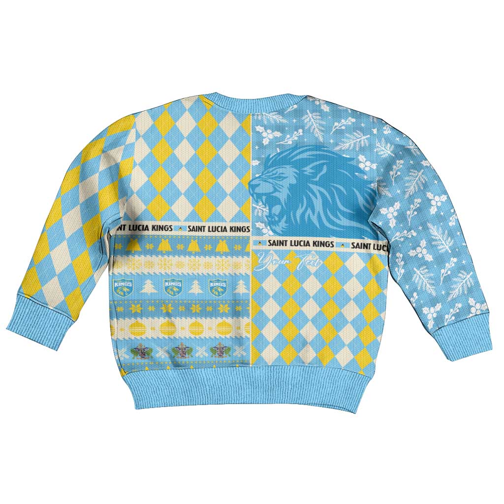 Personalized St Lucia Cricket Christmas Kid Ugly Christmas Sweater Merry Xmas Kings - Wonder Print Shop