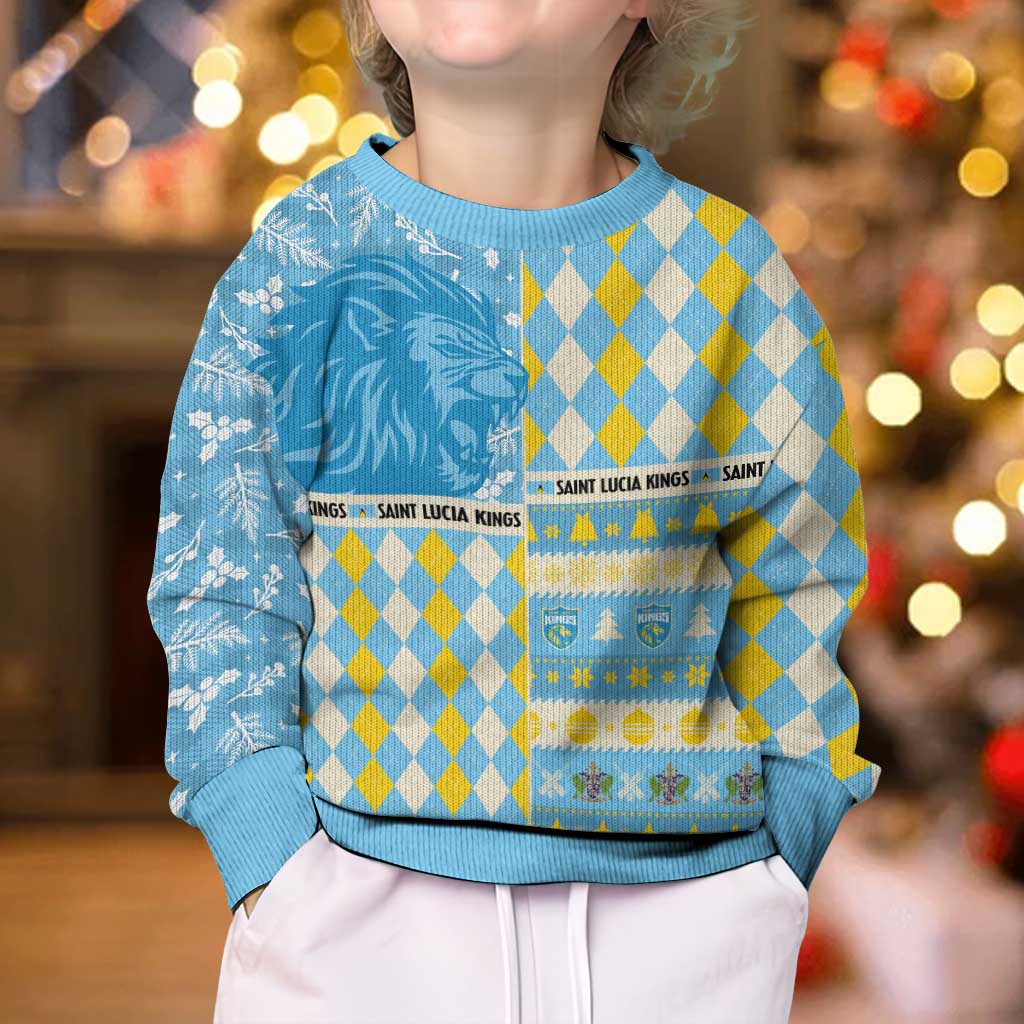 Personalized St Lucia Cricket Christmas Kid Ugly Christmas Sweater Merry Xmas Kings - Wonder Print Shop