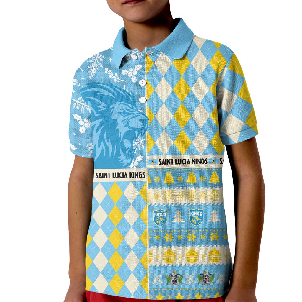 Personalized St Lucia Cricket Christmas Kid Polo Shirt Merry Xmas Kings - Wonder Print Shop