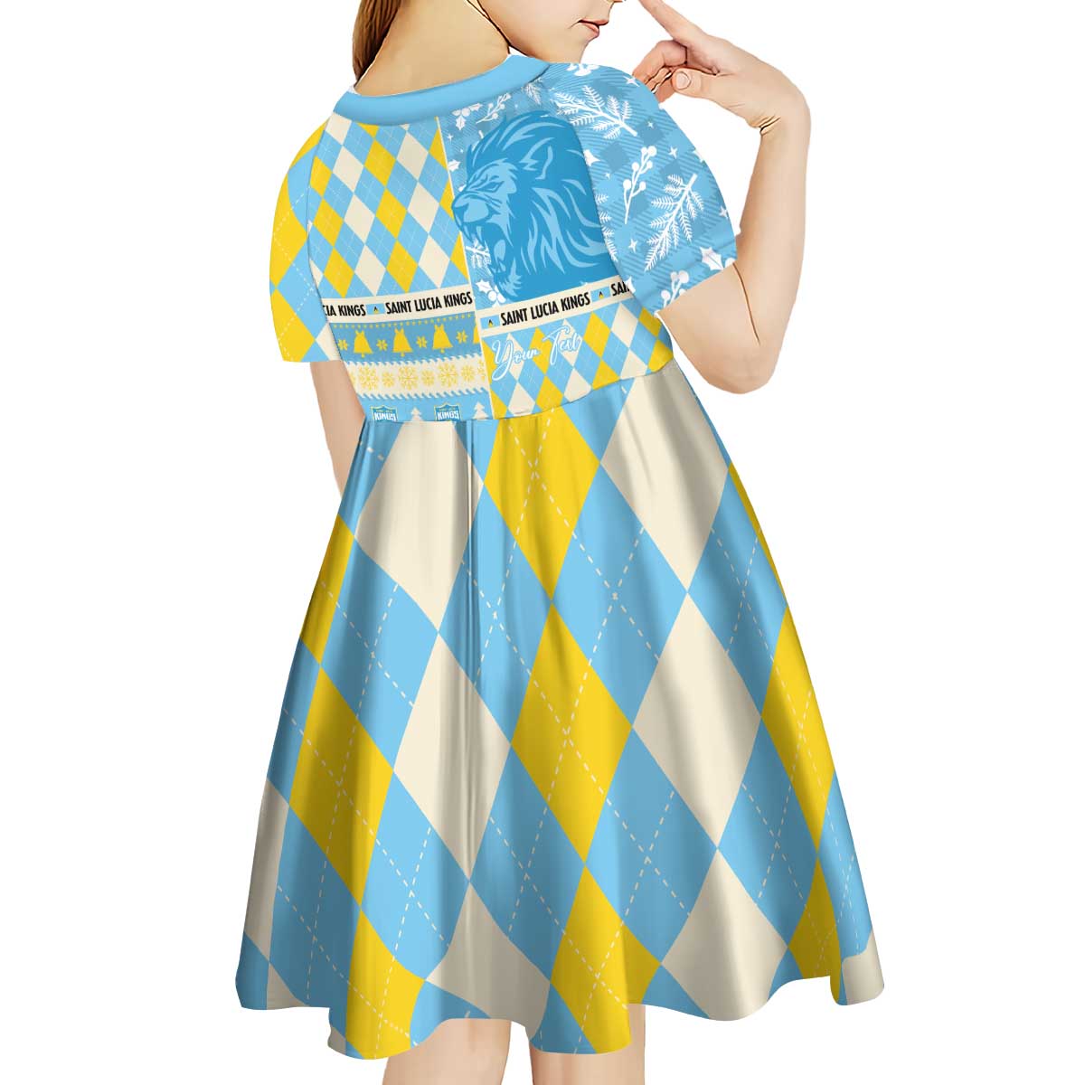Personalized St Lucia Cricket Christmas Kid Short Sleeve Dress Merry Xmas Kings - Wonder Print Shop