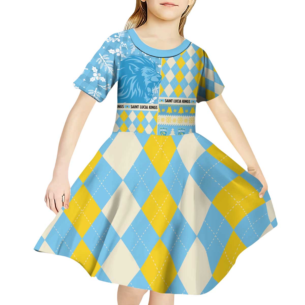Personalized St Lucia Cricket Christmas Kid Short Sleeve Dress Merry Xmas Kings - Wonder Print Shop