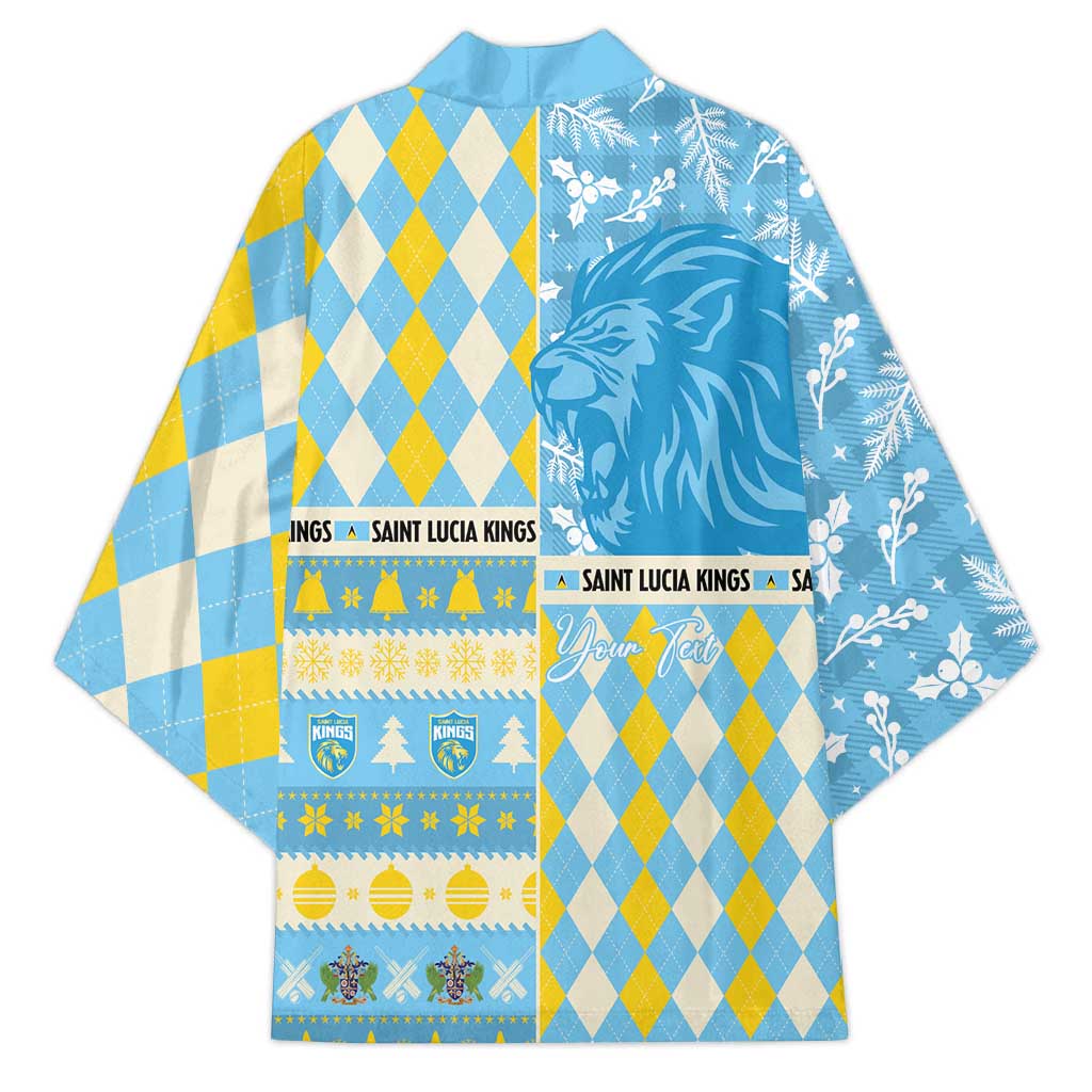Personalized St Lucia Cricket Christmas Kimono Merry Xmas Kings - Wonder Print Shop