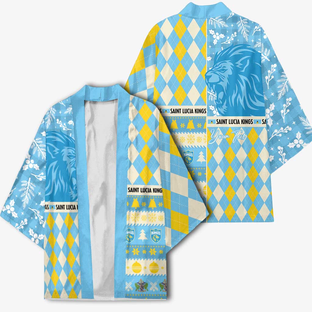 Personalized St Lucia Cricket Christmas Kimono Merry Xmas Kings - Wonder Print Shop