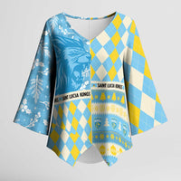 Personalized St Lucia Cricket Christmas Kimono Sleeve Blouse Merry Xmas Kings - Wonder Print Shop