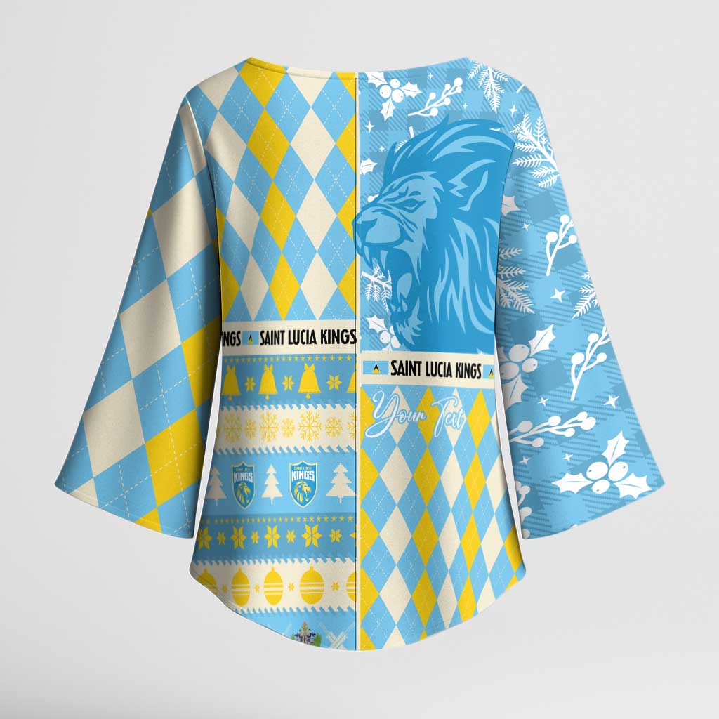 Personalized St Lucia Cricket Christmas Kimono Sleeve Blouse Merry Xmas Kings - Wonder Print Shop