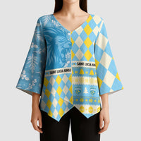 Personalized St Lucia Cricket Christmas Kimono Sleeve Blouse Merry Xmas Kings - Wonder Print Shop