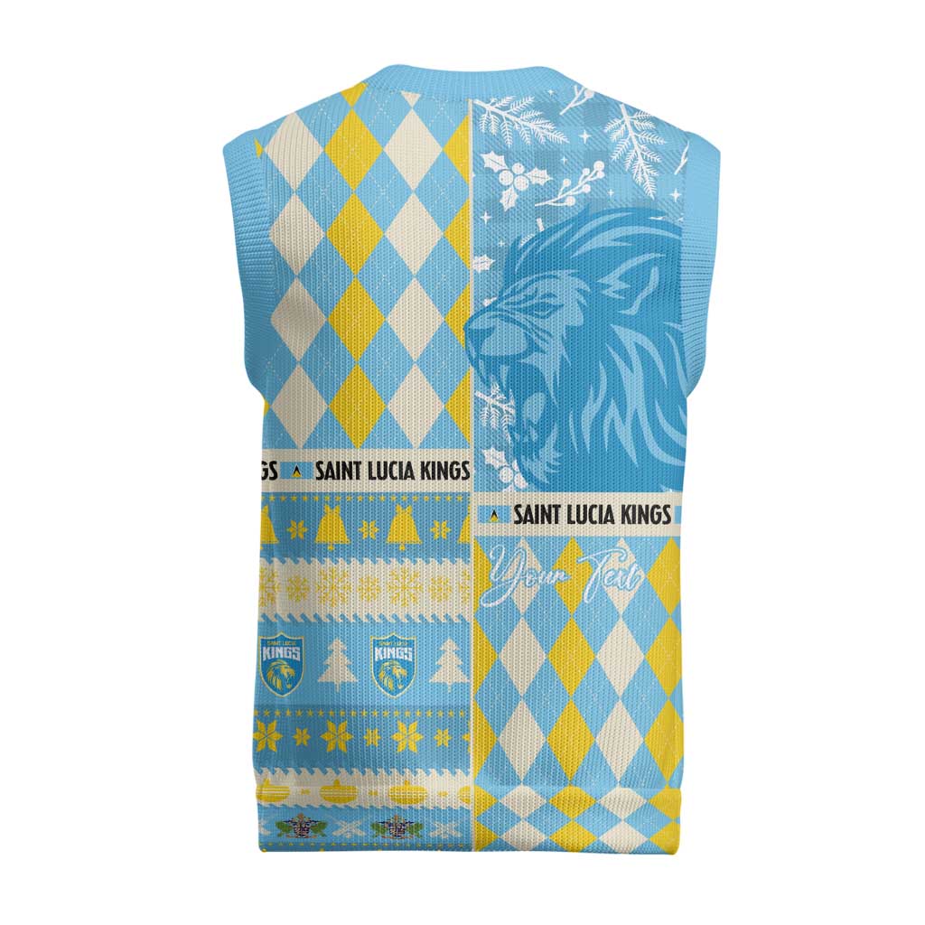Personalized St Lucia Cricket Christmas Knitted V-Neck Vest Merry Xmas Kings - Wonder Print Shop