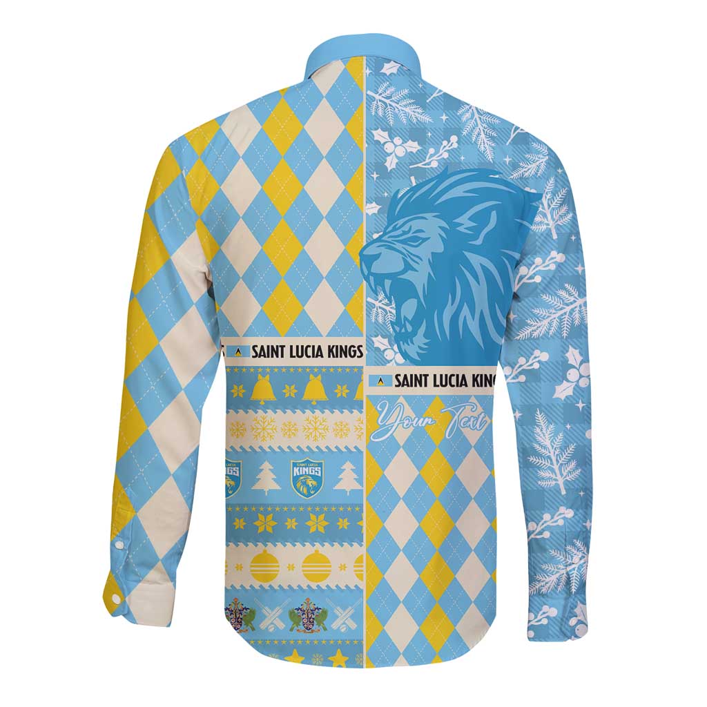 Personalized St Lucia Cricket Christmas Long Sleeve Button Shirt Merry Xmas Kings - Wonder Print Shop