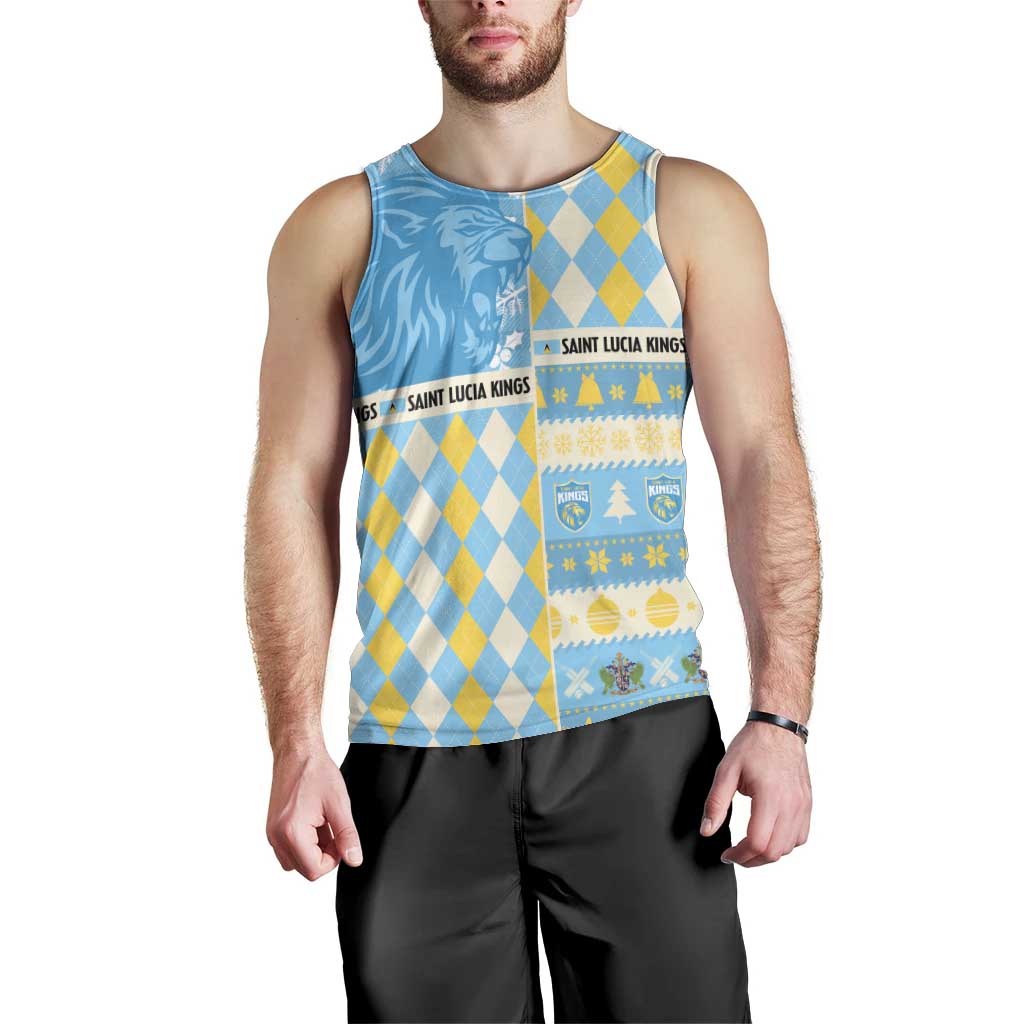 Personalized St Lucia Cricket Christmas Men Tank Top Merry Xmas Kings - Wonder Print Shop