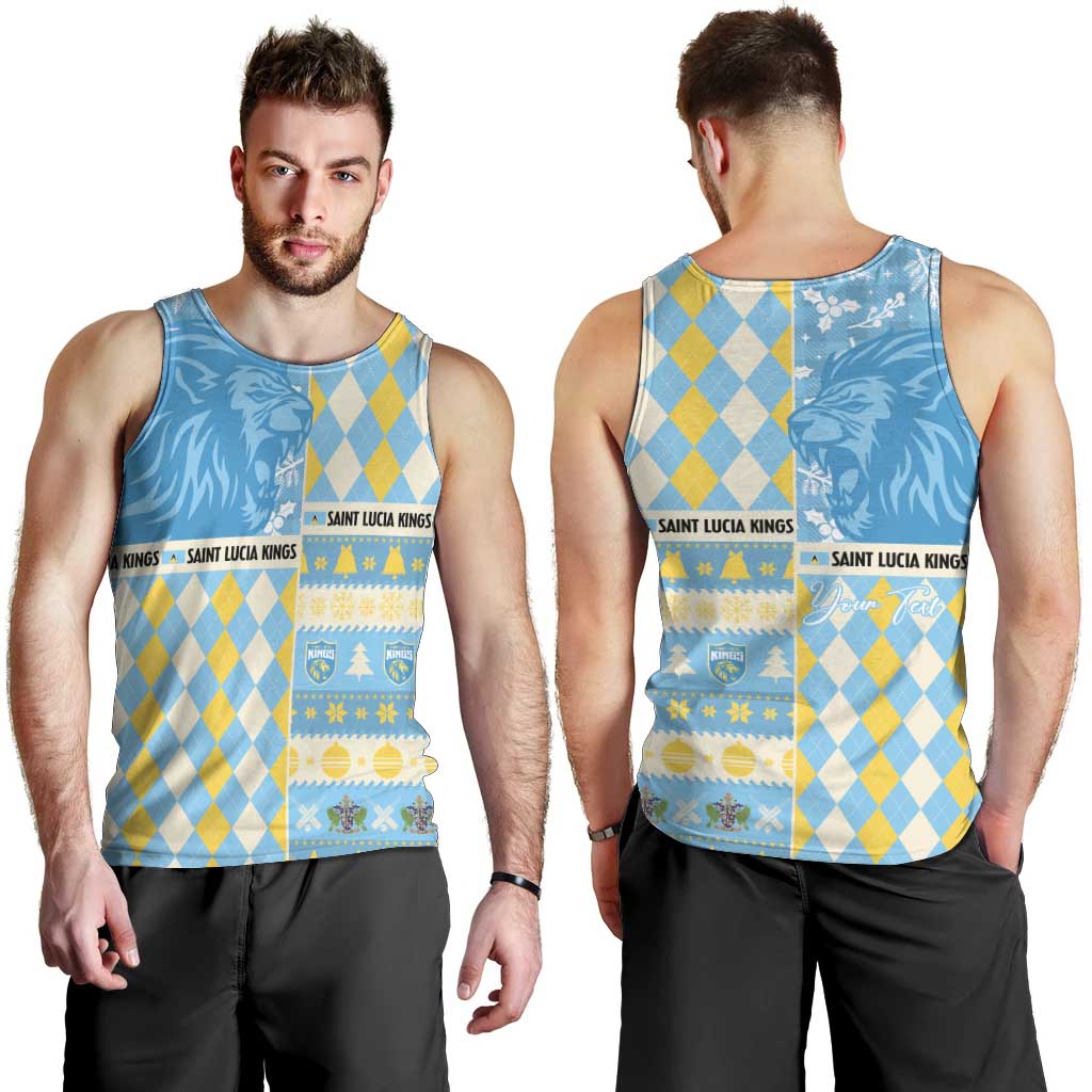 Personalized St Lucia Cricket Christmas Men Tank Top Merry Xmas Kings - Wonder Print Shop