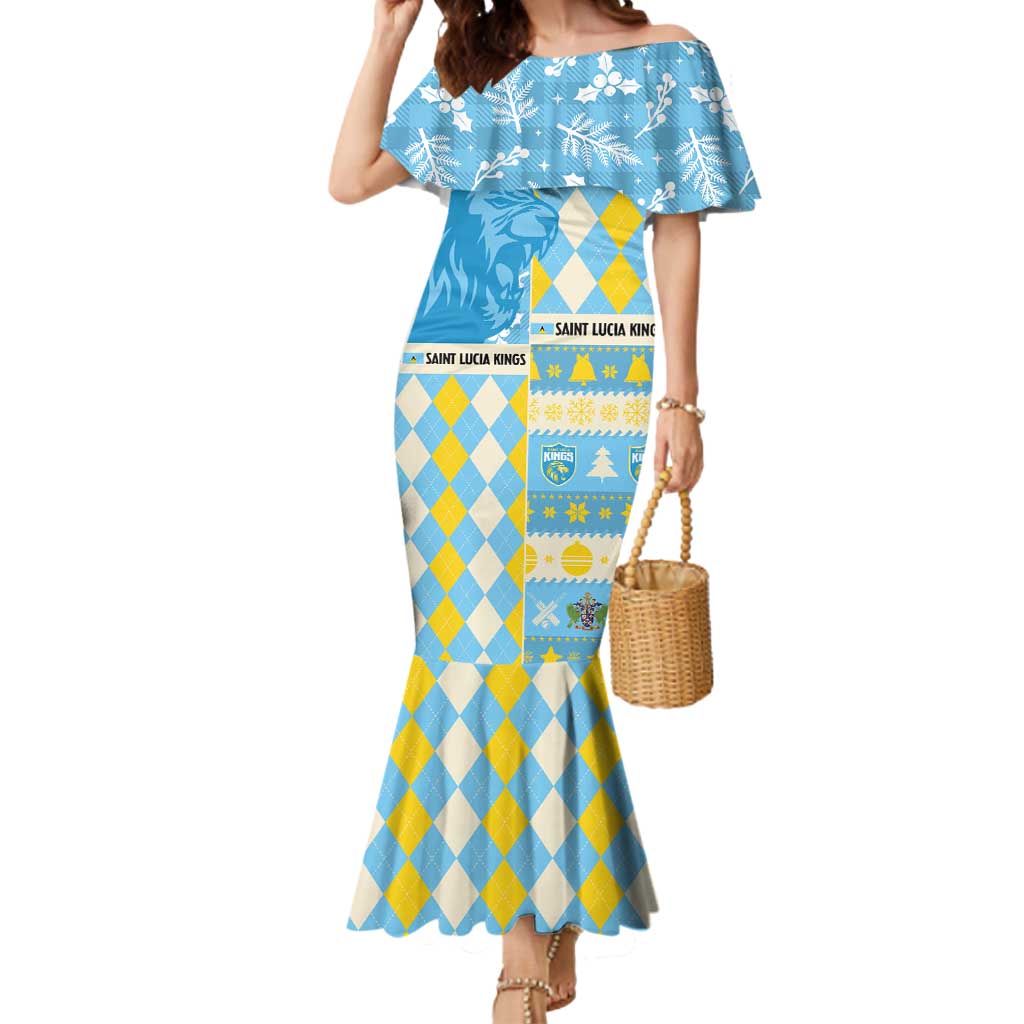 Personalized St Lucia Cricket Christmas Mermaid Dress Merry Xmas Kings - Wonder Print Shop