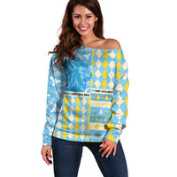 Personalized St Lucia Cricket Christmas Off Shoulder Sweater Merry Xmas Kings - Wonder Print Shop