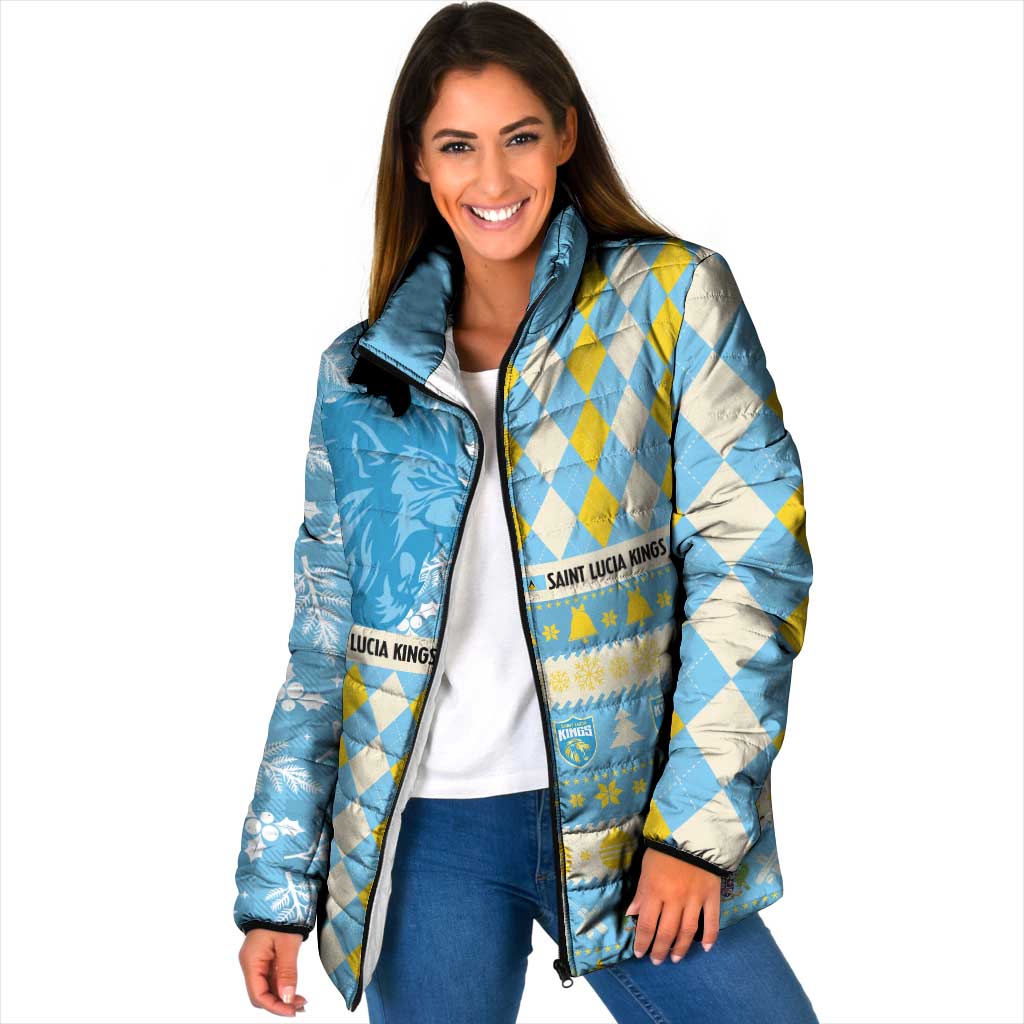 Personalized St Lucia Cricket Christmas Padded Jacket Merry Xmas Kings - Wonder Print Shop