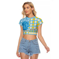 Personalized St Lucia Cricket Christmas Raglan Cropped T Shirt Merry Xmas Kings - Wonder Print Shop