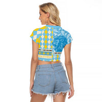 Personalized St Lucia Cricket Christmas Raglan Cropped T Shirt Merry Xmas Kings - Wonder Print Shop