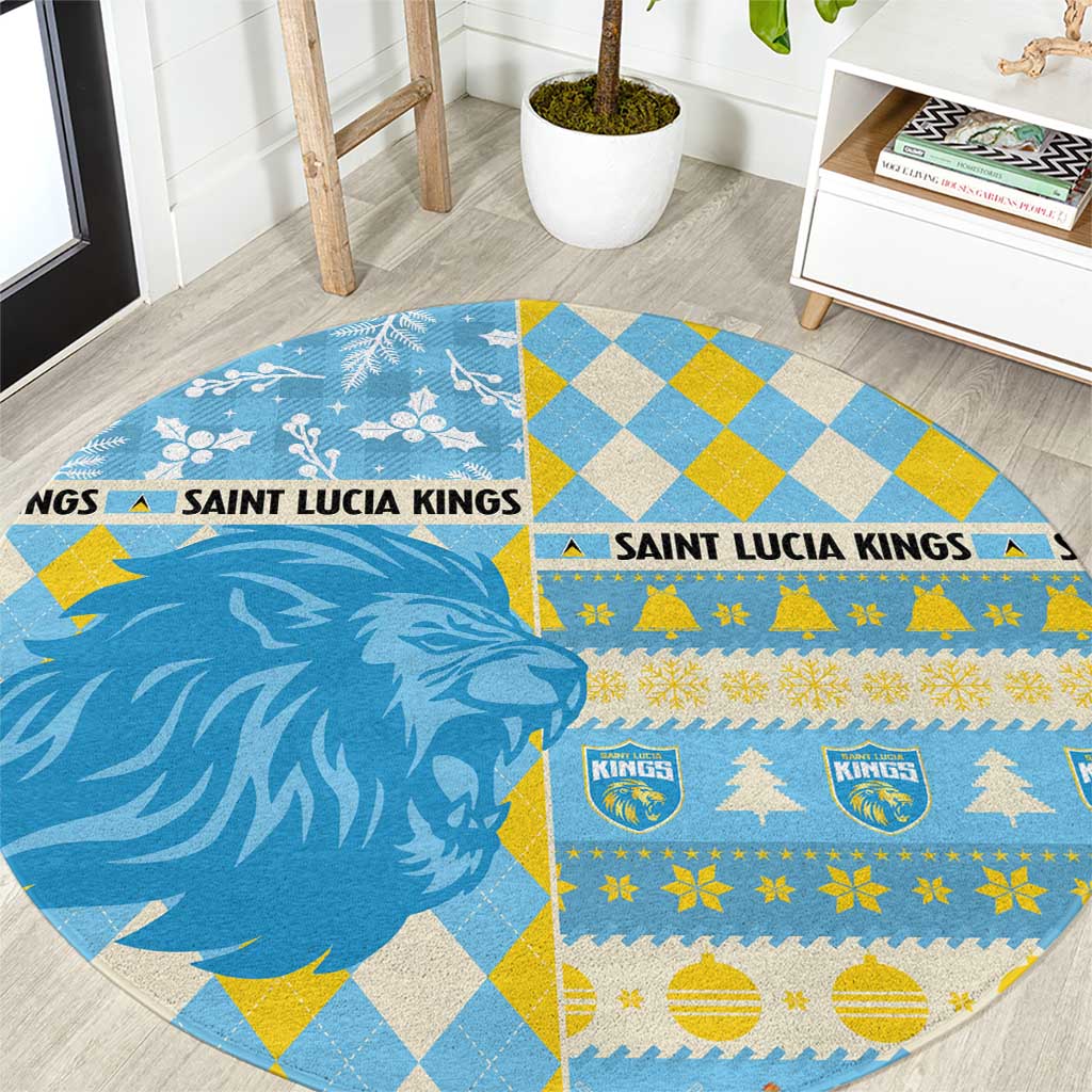 St Lucia Cricket Christmas Round Carpet Merry Xmas Kings - Wonder Print Shop
