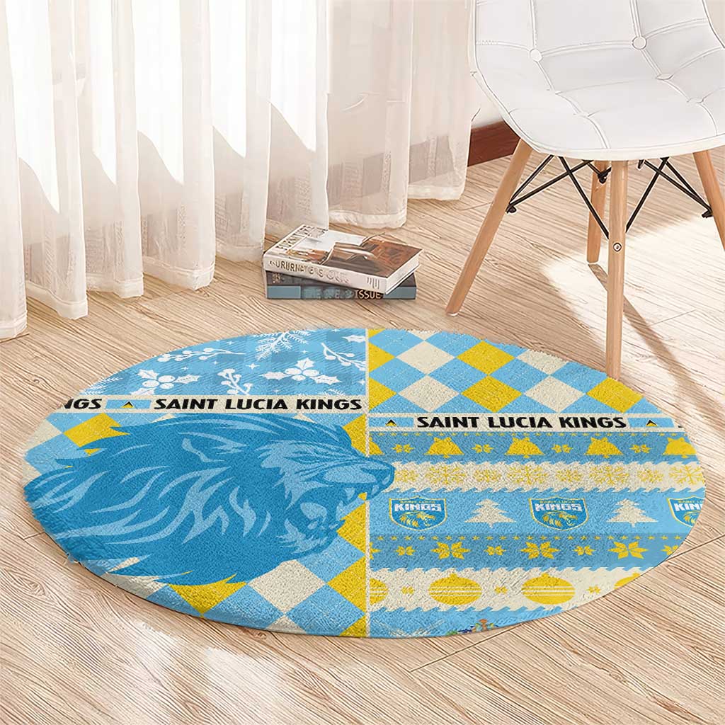 St Lucia Cricket Christmas Round Carpet Merry Xmas Kings - Wonder Print Shop