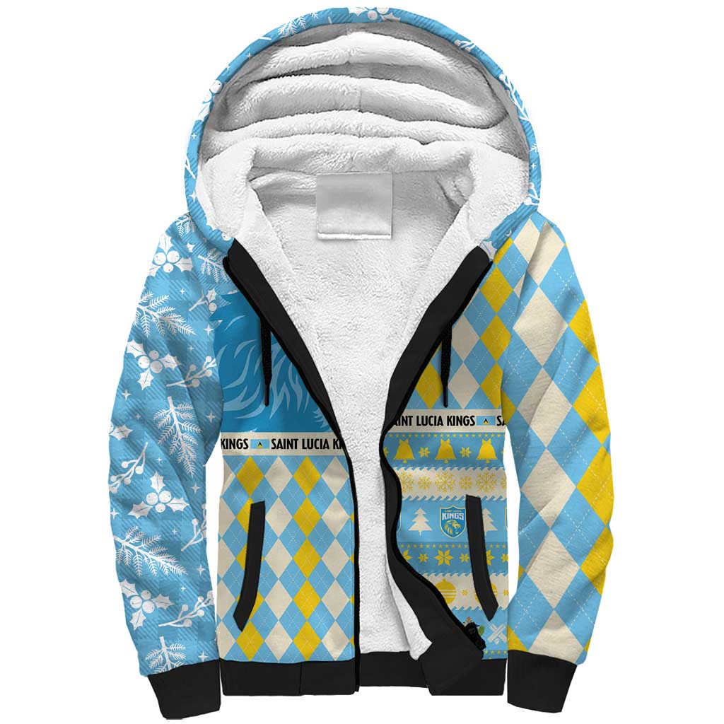 Personalized St Lucia Cricket Christmas Sherpa Hoodie Merry Xmas Kings - Wonder Print Shop