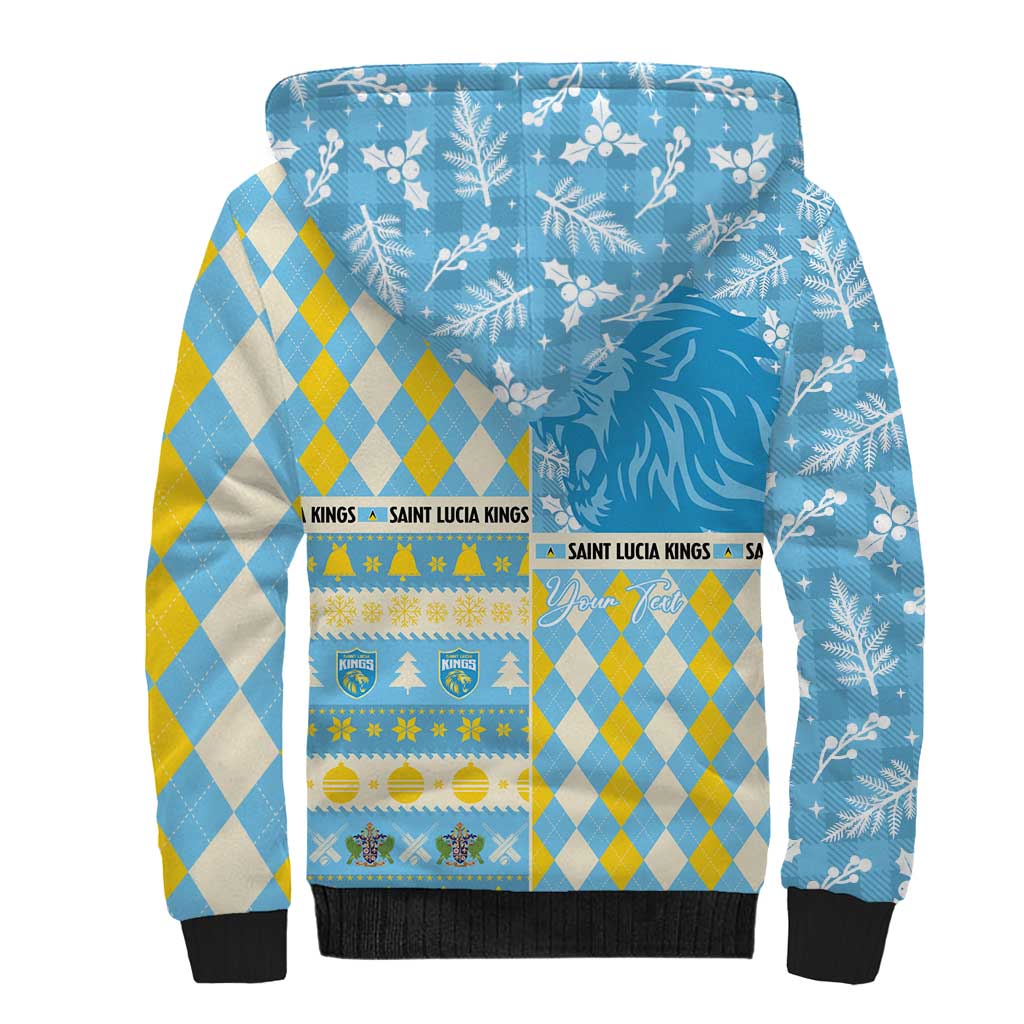 Personalized St Lucia Cricket Christmas Sherpa Hoodie Merry Xmas Kings - Wonder Print Shop
