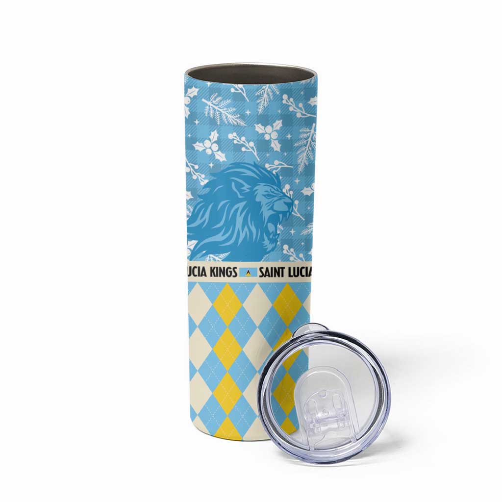 Personalized St Lucia Cricket Christmas Skinny Tumbler Merry Xmas Kings - Wonder Print Shop