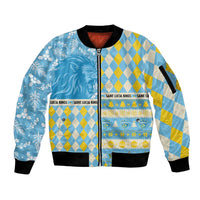Personalized St Lucia Cricket Christmas Sleeve Zip Bomber Jacket Merry Xmas Kings - Wonder Print Shop