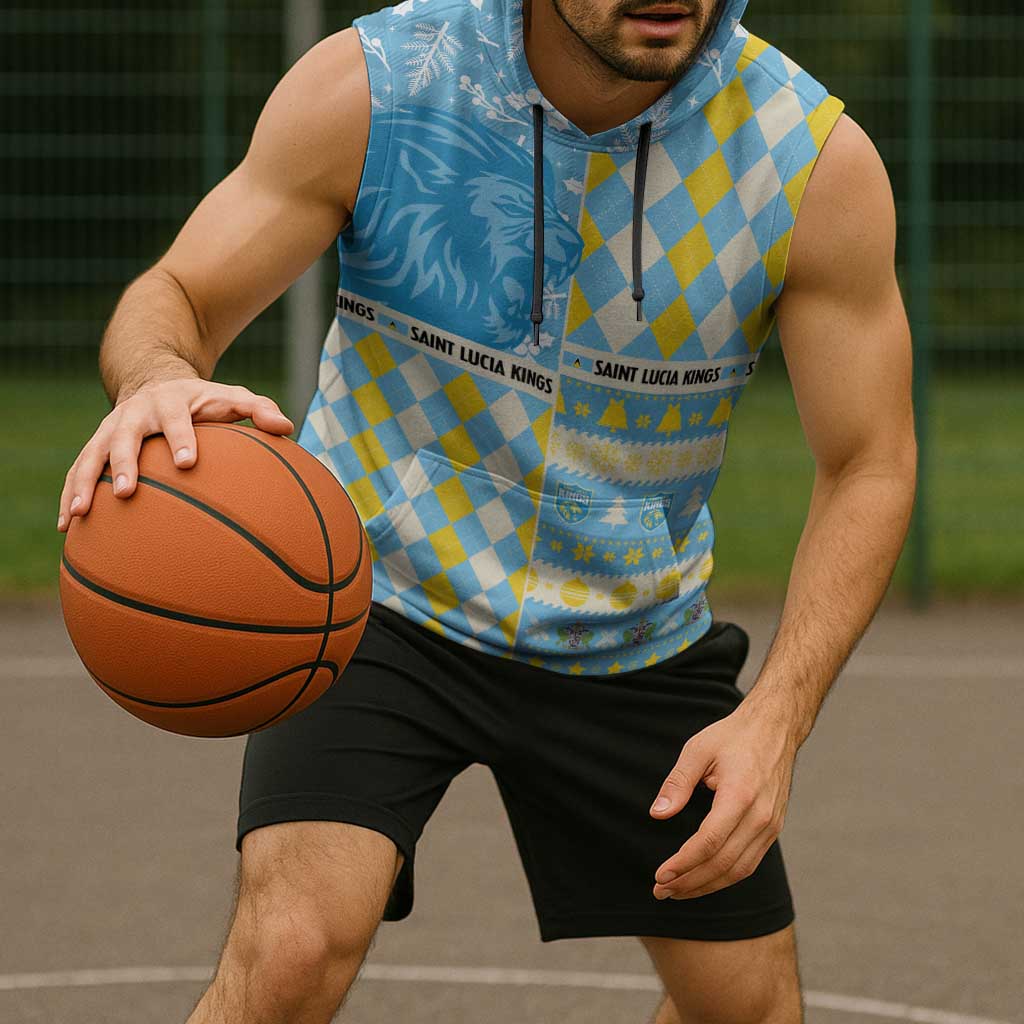Personalized St Lucia Cricket Christmas Sleeveless Hoodie Merry Xmas Kings - Wonder Print Shop